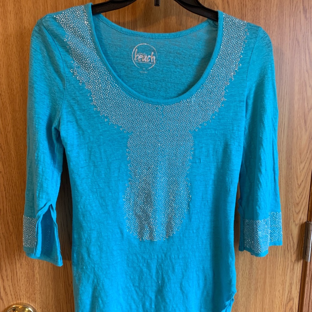 INC Beach Embellished swim suit Cover Sz S